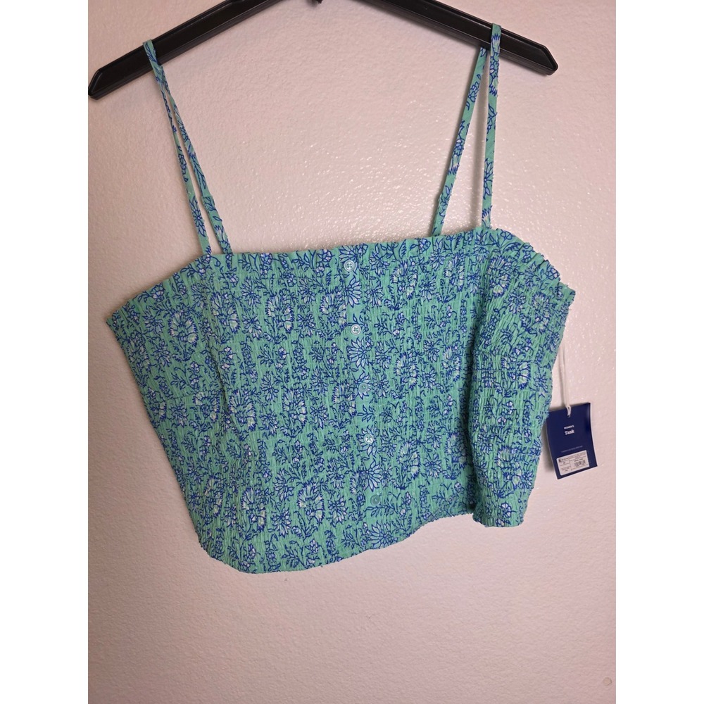 Roller Rabbit for Target Aqua Blue Floral Smocked Tank Top 2X